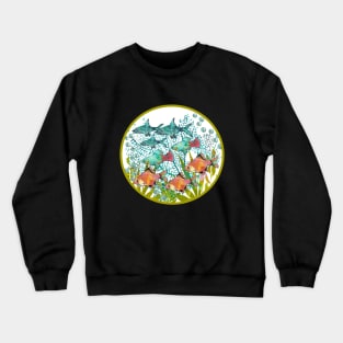 School of Tropical Fish Bala Shark, Tiger Barbs, Plattys Crewneck Sweatshirt